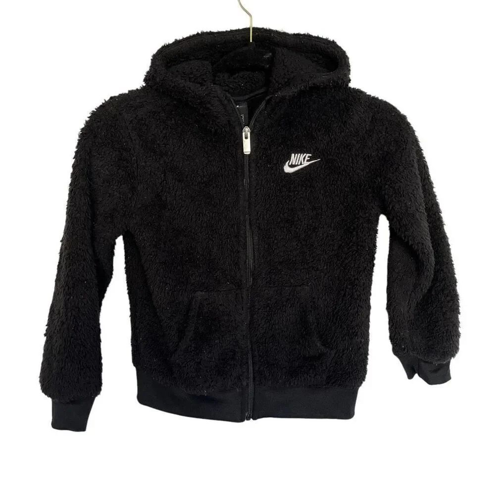 Nike Kids' Sherpa Woven Hoodie Jacket Black Size 6X